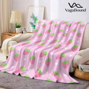 Strawberry Hearts Flannel Blanket Warm Soft Halloween Christmas Decorative Couch Warm Cozy All-Season Gift