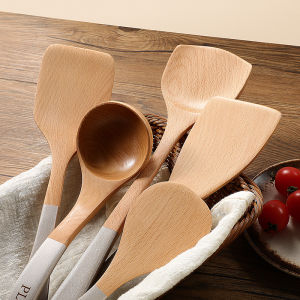 FUJUN | Beech Wood Non-Stick Cooking Utensils Set