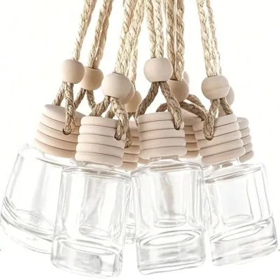 20pcs Hanging Car Freshener Empty Clear Glass Essential Oil Car Diffuser Aromatherapy Fragrance Perfume Diffuser Bottle Pendant