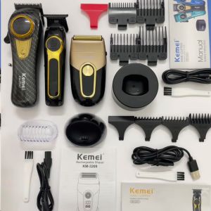 Kemei Hair Clipper Shaver Kit Rechargeable Professional Electric Original Trimmer Cut Machine For Men Barber Razor Set