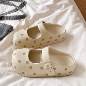 QIAOHUI | Polka Dot Slip On Sandals Anti-slip Thick Sole Summer