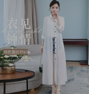 Summer Thin and Long 2025 New High-end Foreign Style Chiffon Cardigan Sunscreen Clothes for Womens Oversized Air Conditioning Outerwear