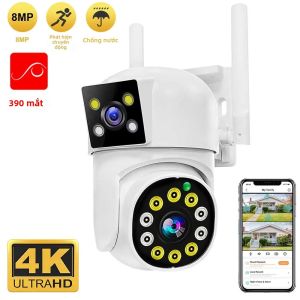 Camera WiFi 4K 8MP PTZ Camera Kép Màn Hình Kép Camera An Ninh IP HD Ngoài Trời Có Chức Năng Theo Dõi Tự Động Giám Sát Camera Quan Sát Chống Nước