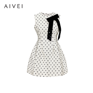 AIVEI | New French Vintage Elegant Sleeveless Polka Dot Dress