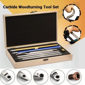 1set Carbide Tip Wood Lathe Turning Tool Kit with Cutting Inserts & Box for Lathe Woodworking Tools Accessories(4/6 IN 1)
