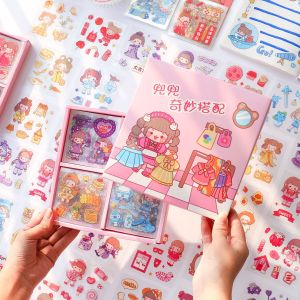 Cute waterproof sticker cartoon pattern DIY sticker hand account label sticker 100pcs/box 可爱卡通防水文具少女心贴纸礼盒