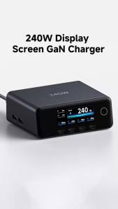 Hagibis | Hagibis 240W Dekstop Charging Station 6-Port GaN USB C Fast Charger with LED Smart Display for Macbook iPhone iPad Laptops Dell