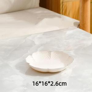 Đĩa Nhựa Trong Suốt Viền Vàng Họa Tiết Hoa Dùng Cho Trà Chiều Bánh Ngọt Sử Dụng Hàng Ngày - Bộ 1 Chiếc