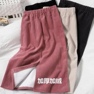 สูง เอว ผ่าชาย กระโปรงยาวปานกลาง ผู้หญิง ฤดูใบไม้ร่วง 2024 เวอร์ชั่นเกาหลีสไตล์ใหม่เดินทางตัดตรงรูปตัว H สีบริสุทธิ์ กระโปรง S