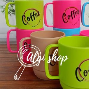 12Pcs Gelas atau Cangkir kopi susu tebal pelangi anti pecah bebas BPA