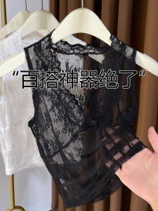 เสื้อชั้นในลูกไม้สีดำคอวีสไตล์ฝรั่งเศสสำหรับผู้หญิง เสื้อกั๊กแขนกุดแบบมีขนแกะ เสื้อชั้นในแบบมีสายรัด ทรงเข้ารูป เสื้อชั้นในแบบมีขนแกะ แขนกุด ปกติ