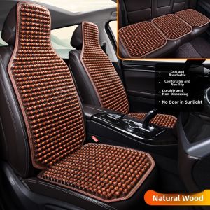 HELLOLEIBOO | Ventilated Car Seat Cushion Single Piece Summer Cooling Wood Bead Breathable Truck Seat Pad All Seasons Universal Vehicle