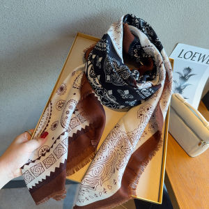 Khăn Choàng Vải Lanh Cotton Phong Cách Hàn Quốc Mùa Hè Cho Nữ Khăn Quàng Cổ Họa Tiết Hạt Dẻ Họa Tiết Hoa Dân Tộc Chống Nắng Du Lịch