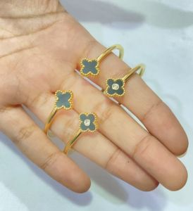 Gelang Titanium Gelang Bangle Clover Hitam Mata Fashion Wanita Korea Terbaru Anti Karat