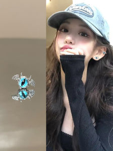 Blue Devil Eye Stud Earrings Womens Style Sweet Cool Personality Punk Ear Bone Stud Simple Unique Design Sensation Ear Jewelry