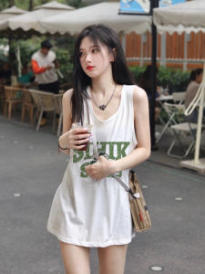 Pure Cotton Sports Vest Womens Sleeveless T-Shirt Summer Outdoor Lazy Style Loose Basketball Clothes Mid-Length Breathable
