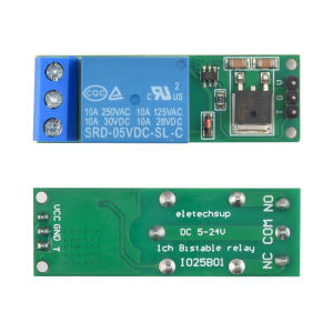 Aideepen | DC 6-24V Flip-Flop Latch Relay Module 1 Way Bistable Self-locking Relay Switch For Smart Home LED Car Low Pulse Trigger Board
