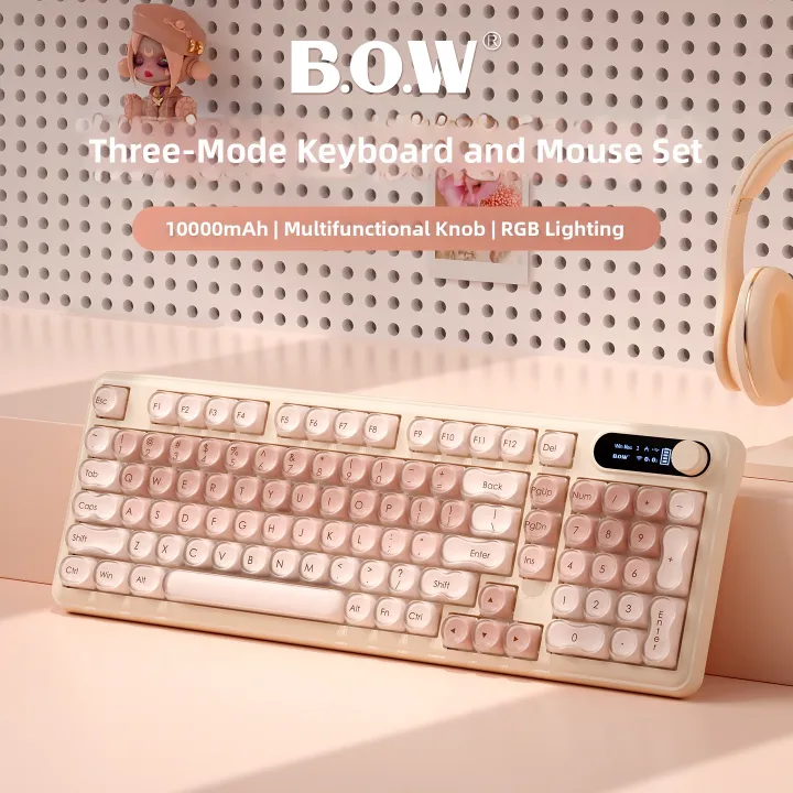 B．O．W | Stylish Mechanical Feel Office Typing Keyboard Set Wireless ...