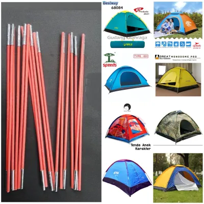 PROMO frame tenda fiber 1 set lonjor panjang tinggal pasang untuk monodome go army yuan 2 orang tenda anak