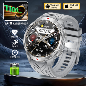 1100mAh Military Outdoor Smart Watch Men 1.7-inch Large Display Compass Sports Watch IP68 Waterproof Bluetooth Call Smartwatch
