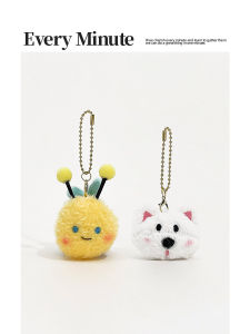 EMINUTE น่ารักคู่สุนัขเล็กๆ Honeybee ของเล่นตุ๊กตารถพวงกุญแจน่ารัก Bookbag แขวนเครื่องประดับของขวัญวันเกิดกระเป๋าเป้สะพายหลังแขวนเครื่องประดับ