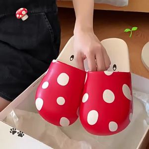 XIXITIAO New Cute Mushroom Closed-Toe Slippers for Women Summer Indoor and Outdoor Thick-Soled Fashionable Beach Sandals