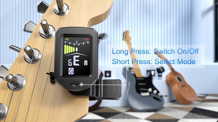 KAWES  Tuner gitar 360 derajat rotatable clip-on function metronome tuner elektronik untuk ukulele bass gitar