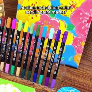 Bút Sơn Acrylic Hai Đầu Hai Màu 24/48/72/144 Màu Dùng Cho Tranh Trên Đá Vải Kính Gốm Nhựa Đồ Dùng Nghệ Thuật
