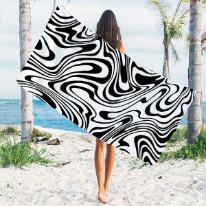 Black White Swirl Quick Drying Microfiber Beach Towel Lightweight for Swimming Camping Yoga - Bath Towel