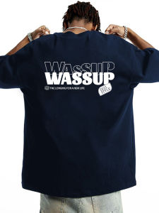 Wassup Casual Cotton Short Sleeve White T-shirt Mens New 2023 Loose Couple High Street Style Original Design Printed round Neck