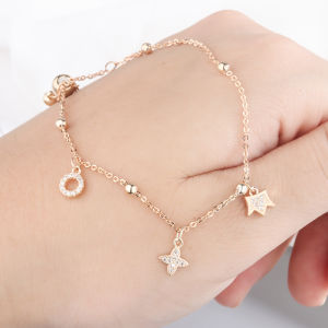 S925 Sterling Silver Fashion All-Match Star Crown Womens Pull Bracelet Japanese and Korean Graceful Personality Niche Online Red Douyin