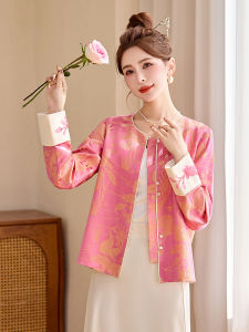 MANWUJINGLING | Elegant Chinese Style Floral Embroidery Blouse Short Female Spring Autumn