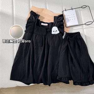 Flying Sleeve Suspenders Pajamas Womens Summer Tencel Cotton Yarn Thin Cute Cinnamoroll Babycinnamoroll Homewear Two-piece Set
