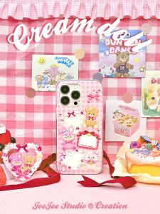 Sweet Bear Patterned Dual-Layer Girls Phone Case by JOEJOE Original Creamy Sauce Design Compatible Adorable Grid Style