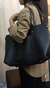 SKM Womens Shoulder Hand Carry Leather Tote Bag With Button Lock BG1035 Beg Perempuan