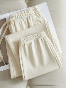 Cotton Sports Pants Womens High Waist Autumn Style Casual Loose Fit Zipper Design Large Size Cuffed Nine-Piece Sweatpants