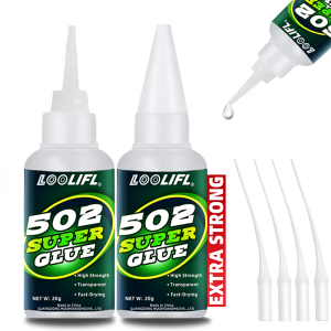 502 Super Glue Instant Fast-Drying Epoxy Acrylate Adhesive for Leather Rubber Wood Metal Strong Bonding Liquid Glue Tool (Comes with Dispenser Glue Remover)