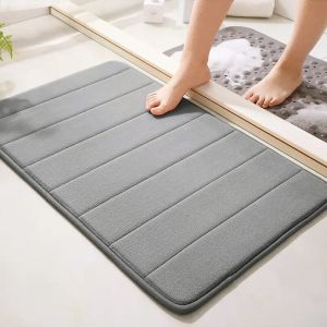 1pc 50*80cm Bathroom Anti-skid Mat Quick Water Absorption Dry Machine Washing Memory Cotton Toilet Mat Soft