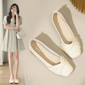 Womens Comfortable Work Shoes with Fairy-Like Design Soft Bottom Plain Color Polyurethane Sole Flat Heel Sandals