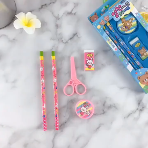 7 in 1 Kids Stationery Set Pencil Sharpener Ruler Eraser Student Present Birthday Gift Box for Girl Boy