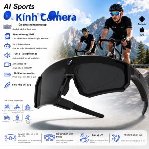 GUHUAVMI | Kính Thể Thao AI Tích Hợp Camera 4K 60FPS 8MP Chống Rung Kép EIS WiFi Âm Thanh Mở Tai Kính Thông Minh Dành Cho Nam Nữ Với Bộ Nhớ 32GB Và RAM 4GB