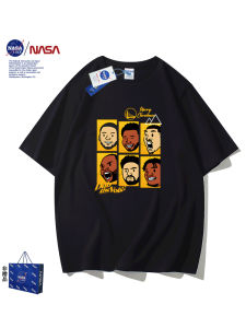 NASA Collaborative Mens Cotton T-Shirt Basketball Christmas War Curry Short Sleeve American Cartoon Style Casual Youthwear