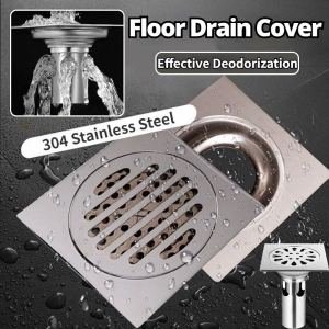 Stainless Steel 304 Floor Drain Cover Square Shower Anti-Clog Bathroom Washing Machine Sewer Drain