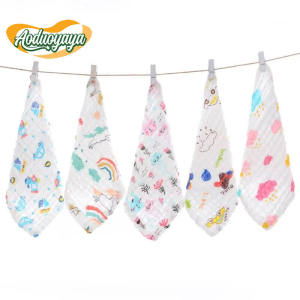 Aoduoyaya Baby Handkerchief 6 Layer Muslin Cotton Newborn Baby Infant  Washcloth Handkerchief Face Towel Cloth 婴儿手帕