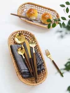 Milifengwu Stainless Steel Western Dining Utensils Knife Fork Spoon Home Use Steak Pasta Dessert Salad Fork Wood Handle Imitation