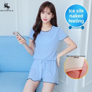 JIFANPAUL | Summer Lightweight Short Sleeve Nightgown with Built-in Pads