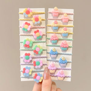 ยางรัดผมนิ้วหัวแม่มือ Adorable Baby High Elasticity Non-Damaging Hair Ties for Little Girls Cute Small Bow Headwear