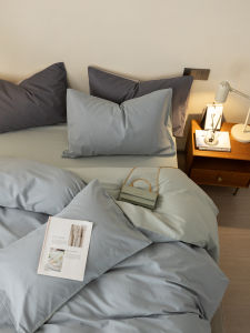 Simple Pure Color Contrast 100S Brushed Bedding Set 2025 New Style 1.8m Bed Sheet Cover Quilt Cover Bed Canopy Four Piece Set