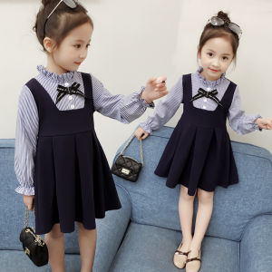 Spring Autumn New Style Girls Long Sleeve Dress Patchwork Fresh Looking Princess Skirt for Small to Medium Children