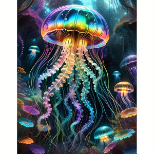 Kayou | Paint By Numbers Jellyfish Theme DIY Frameless HandPainted Wall Art Coloring Painting for Living Room Home Decoration